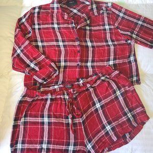 RAILS Plaid Short Pajamas In Crimson/ Navy